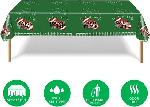 3 Pack Football Disposable Tablecloth, 54" X 108" Plastic Table Cover, Touchdown Design Tablecloth for Football Theme Party, Game Day, Tailgate, Super Bowl and Birthday Decorations Supplies in Saudi Arabia