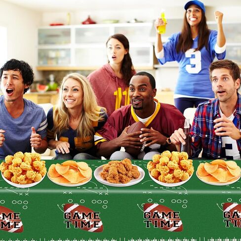 3 Pack Football Disposable Tablecloth, 54" X 108" Plastic Table Cover, Touchdown Design Tablecloth for Football Theme Party, Game Day, Tailgate, Super Bowl and Birthday Decorations Supplies in Saudi Arabia