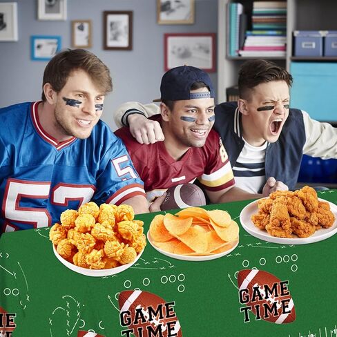 3 Pack Football Disposable Tablecloth, 54" X 108" Plastic Table Cover, Touchdown Design Tablecloth for Football Theme Party, Game Day, Tailgate, Super Bowl and Birthday Decorations Supplies in Saudi Arabia
