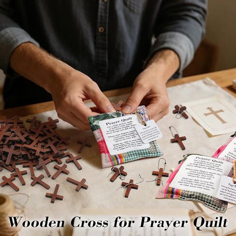 70/140/210 Pack Wooden Pocket Cross Small Wooden Cross Bulk Religious Christia Gifts DIY Handmade Decorative Crafts Gifts for Valentine's Day Boyfriend Keychain Party Favors Easter Eggs Fillers in Kuwait