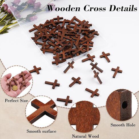 70/140/210 Pack Wooden Pocket Cross Small Wooden Cross Bulk Religious Christia Gifts DIY Handmade Decorative Crafts Gifts for Valentine's Day Boyfriend Keychain Party Favors Easter Eggs Fillers in Kuwait