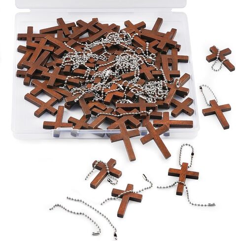 70/140/210 Pack Wooden Pocket Cross Small Wooden Cross Bulk Religious Christia Gifts DIY Handmade Decorative Crafts Gifts for Valentine's Day Boyfriend Keychain Party Favors Easter Eggs Fillers in Kuwait