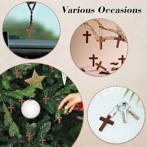 70/140/210 Pack Wooden Pocket Cross Small Wooden Cross Bulk Religious Christia Gifts DIY Handmade Decorative Crafts Gifts for Valentine's Day Boyfriend Keychain Party Favors Easter Eggs Fillers in Kuwait