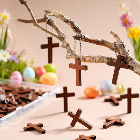 70/140/210 Pack Wooden Pocket Cross Small Wooden Cross Bulk Religious Christia Gifts DIY Handmade Decorative Crafts Gifts for Valentine's Day Boyfriend Keychain Party Favors Easter Eggs Fillers in Kuwait