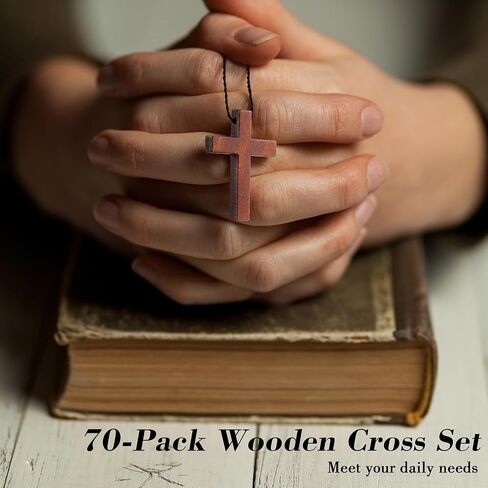 70/140/210 Pack Wooden Pocket Cross Small Wooden Cross Bulk Religious Christia Gifts DIY Handmade Decorative Crafts Gifts for Valentine's Day Boyfriend Keychain Party Favors Easter Eggs Fillers in Kuwait