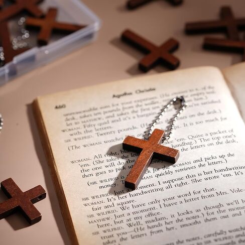 70/140/210 Pack Wooden Pocket Cross Small Wooden Cross Bulk Religious Christia Gifts DIY Handmade Decorative Crafts Gifts for Valentine's Day Boyfriend Keychain Party Favors Easter Eggs Fillers in Kuwait