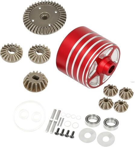 حافظة تفاضلية معدنية ومجموعة تروس 39T 22049 متوافقة مع أجزاء ترقية سيارات Tamiya TT02، TT02B، XV02، TT-02 Type-S 1/10 RC (فضي) in Saudi Arabia