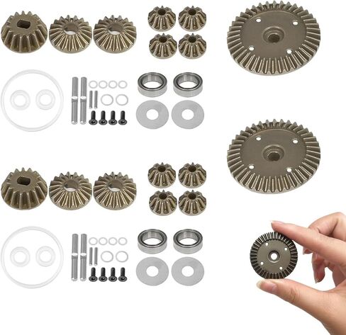 حافظة تفاضلية معدنية ومجموعة تروس 39T 22049 متوافقة مع أجزاء ترقية سيارات Tamiya TT02، TT02B، XV02، TT-02 Type-S 1/10 RC (فضي) in Saudi Arabia