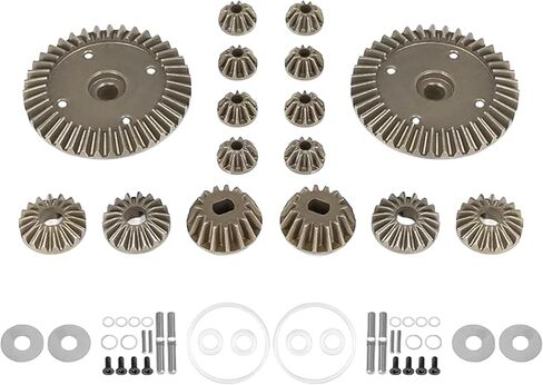 حافظة تفاضلية معدنية ومجموعة تروس 39T 22049 متوافقة مع أجزاء ترقية سيارات Tamiya TT02، TT02B، XV02، TT-02 Type-S 1/10 RC (فضي) in Saudi Arabia