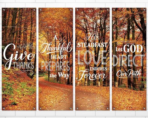 chiazllta 4Pcs Church Banners for Sanctuary Wall Fall Religious Hanging Backdrop Christian Bible Verses Banner Autumn Religious Decor Fall Inspirational Porch Signs for Church Sunday School Decoration in Saudi Arabia