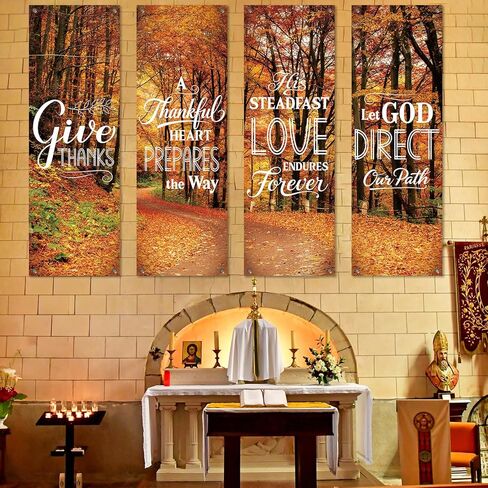 chiazllta 4Pcs Church Banners for Sanctuary Wall Fall Religious Hanging Backdrop Christian Bible Verses Banner Autumn Religious Decor Fall Inspirational Porch Signs for Church Sunday School Decoration in Saudi Arabia