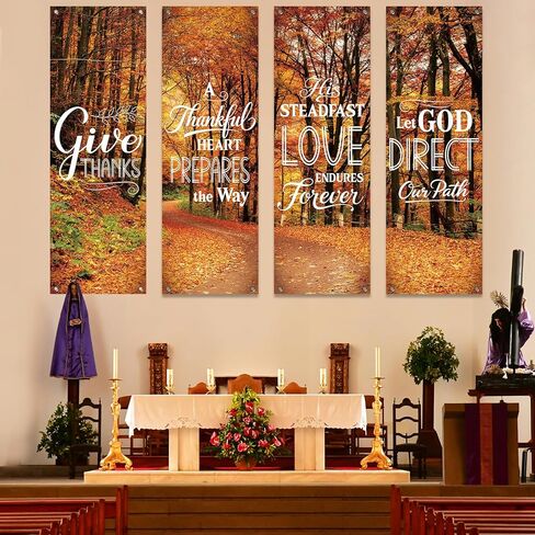 chiazllta 4Pcs Church Banners for Sanctuary Wall Fall Religious Hanging Backdrop Christian Bible Verses Banner Autumn Religious Decor Fall Inspirational Porch Signs for Church Sunday School Decoration in Saudi Arabia