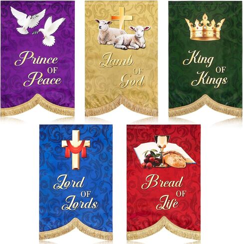 5 Pcs Easter Church Banners with Scripture Christian Banner for Sanctuary Wall, 24''x16'' Easter Bible Verses Banner Hanging Backdrop for Sunday School Ash Wednesday Religious Festivals Decoration in Saudi Arabia