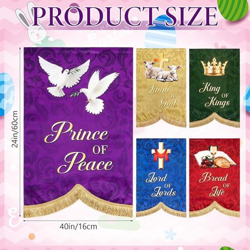 5 Pcs Easter Church Banners with Scripture Christian Banner for Sanctuary Wall, 24''x16'' Easter Bible Verses Banner Hanging Backdrop for Sunday School Ash Wednesday Religious Festivals Decoration in Saudi Arabia