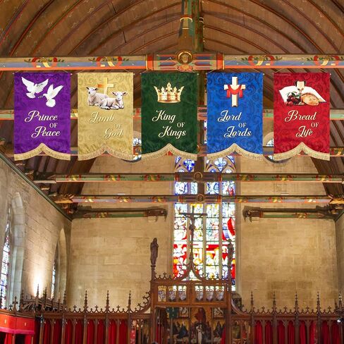 5 Pcs Easter Church Banners with Scripture Christian Banner for Sanctuary Wall, 24''x16'' Easter Bible Verses Banner Hanging Backdrop for Sunday School Ash Wednesday Religious Festivals Decoration in Saudi Arabia