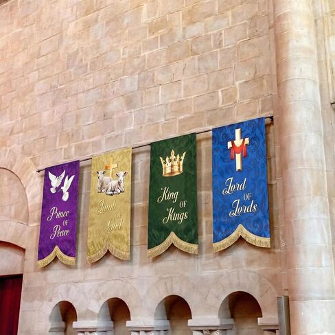 5 Pcs Easter Church Banners with Scripture Christian Banner for Sanctuary Wall, 24''x16'' Easter Bible Verses Banner Hanging Backdrop for Sunday School Ash Wednesday Religious Festivals Decoration in Saudi Arabia