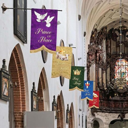 5 Pcs Easter Church Banners with Scripture Christian Banner for Sanctuary Wall, 24''x16'' Easter Bible Verses Banner Hanging Backdrop for Sunday School Ash Wednesday Religious Festivals Decoration in Saudi Arabia