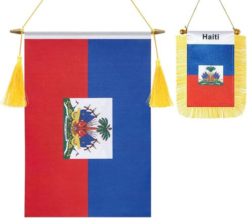 2 Pack Puerto Rico Wall Flags Banner, Mini Puerto Ricans Hanging car window Flag Satin Finish Heavy Duty Fabric Patriotic Flags for School Classroom Club Car Rearview Mirror Decoration in Saudi Arabia