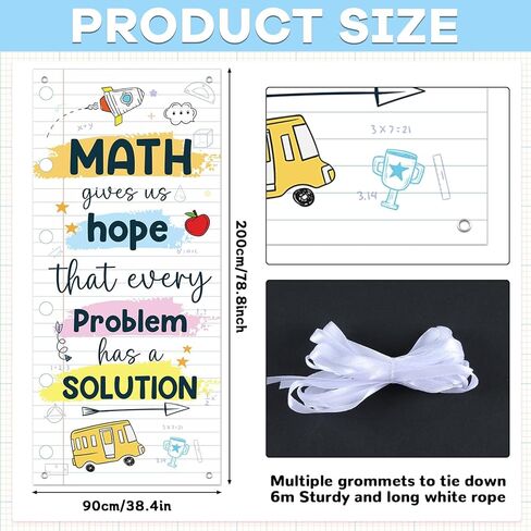 Wiooffen Math Themed Front Door Porch Sign Classroom Welcome Door Cover Back to School Hanging Banner Decoration Math Makes Us Sharp Photo Background Wall Decor for Kindergarten Preschool Elementary in Saudi Arabia
