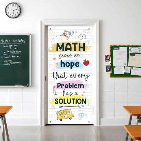 Wiooffen Math Themed Front Door Porch Sign Classroom Welcome Door Cover Back to School Hanging Banner Decoration Math Makes Us Sharp Photo Background Wall Decor for Kindergarten Preschool Elementary in Saudi Arabia