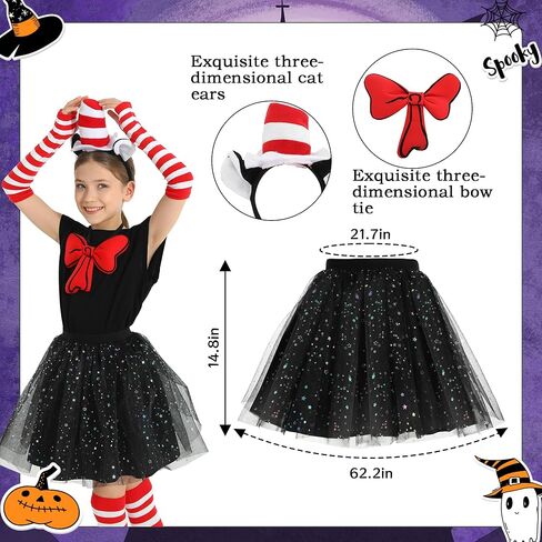 Lingway Toys Girls Cat Costume Set,7Pcs Kids Cat Themed Book Day Cosplay Costume with Hat Headband 3-8Years in Saudi Arabia