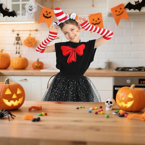 Lingway Toys Girls Cat Costume Set,7Pcs Kids Cat Themed Book Day Cosplay Costume with Hat Headband 3-8Years in Saudi Arabia