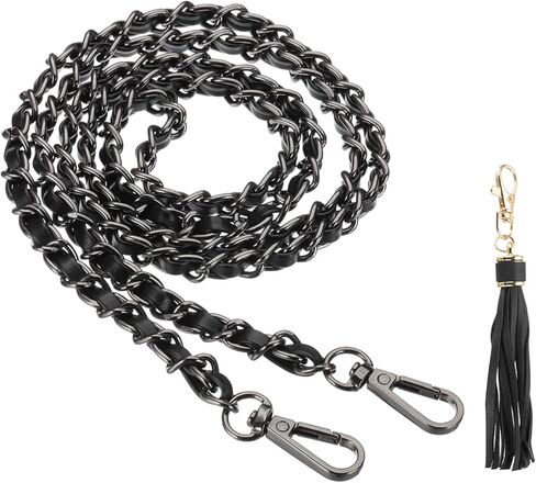 PATIKIL Purse Chain Strap, 47 Inch Leather Chain Straps Purse Strap Replacement Flat Chain Strap with Tassel for Crossbody Bag Handbag Woman, Light Blue/Silver in Saudi Arabia