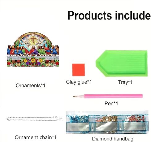 STGLCR Religious Diamond Art Hanging Kit for Adult The Last Supper,Special Shaped DIY Acrylic Jesus Christ Cross Diamond Art Painting Window Pendants Home Garden Wall Hanging Kits Hanging Ornament in Saudi Arabia