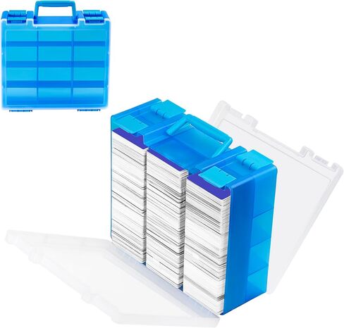 صندوق تخزين بطاقات التداول لأكثر من 3200 حافظة مزدوجة الجوانب، متوافقة مع MTG وTCG والبطاقات الرياضية. (باستثناء البطاقات) (أزرق) in Kuwait