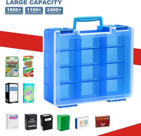 صندوق تخزين بطاقات التداول لأكثر من 3200 حافظة مزدوجة الجوانب، متوافقة مع MTG وTCG والبطاقات الرياضية. (باستثناء البطاقات) (أزرق) in Kuwait