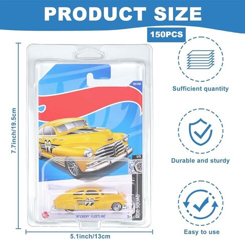 150 Pcs Clear Protector Cases Model Car Clamshell Cases Display Clear Protective Packs Car Blister Pack Covers Compatible with Hot-Wheels for Storage, 7.5 x 5 x 2 Inch in Saudi Arabia