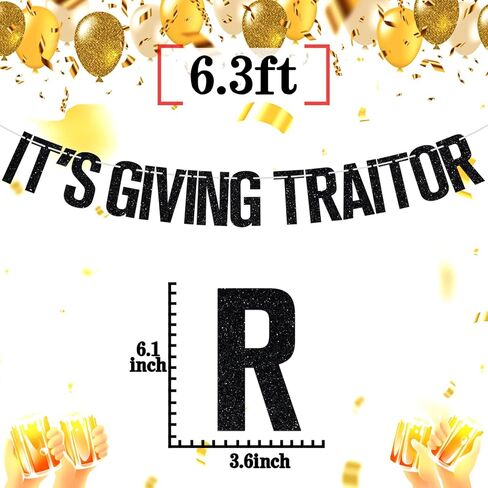 It's Giving Traitor Banner, Farewell Party Decorations, Going Away, Break Up, Job Change, Retirement Party Decor Supplies, Black Glitter in Saudi Arabia