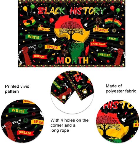 Mocsicka Black History Month Backdrop Banner African American Black History Decorations Banner Black History Month Decorations Inspirational Posters for Classroom Wall 70.8 x 43.3 inch in Saudi Arabia