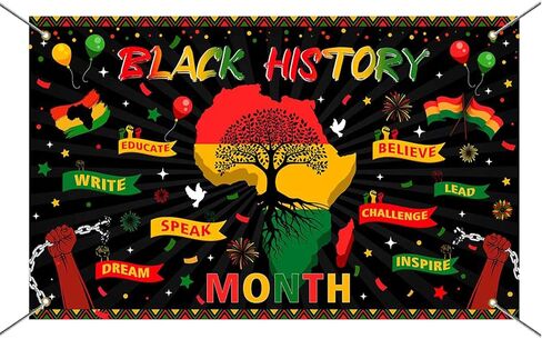 Mocsicka Black History Month Backdrop Banner African American Black History Decorations Banner Black History Month Decorations Inspirational Posters for Classroom Wall 70.8 x 43.3 inch in Saudi Arabia