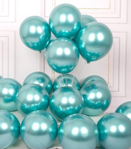 AULE Party Balloons 50 Pcs 12 inch Teal Green Metallic Chrome Helium Shiny Latex Thicken Balloon Perfect Decoration for Wedding Birthday Baby Shower Graduation Christmas Carnival in Kuwait