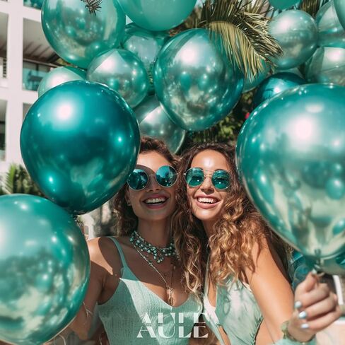 AULE Party Balloons 50 Pcs 12 inch Teal Green Metallic Chrome Helium Shiny Latex Thicken Balloon Perfect Decoration for Wedding Birthday Baby Shower Graduation Christmas Carnival in Kuwait