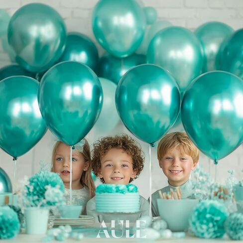 AULE Party Balloons 50 Pcs 12 inch Teal Green Metallic Chrome Helium Shiny Latex Thicken Balloon Perfect Decoration for Wedding Birthday Baby Shower Graduation Christmas Carnival in Kuwait