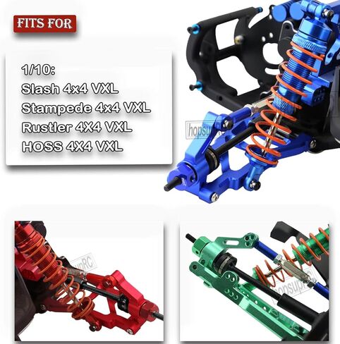 #45 Steel Drive Shaft CVD Upgrades Part for 1/10 Slash Rustler Stampede Hoss VXL 4X4 4WD,4PCS Alloy Full Metal Front Rear Shocks Absorber Damper, Front Rear Suspension A Arm,Navy Blue in Saudi Arabia