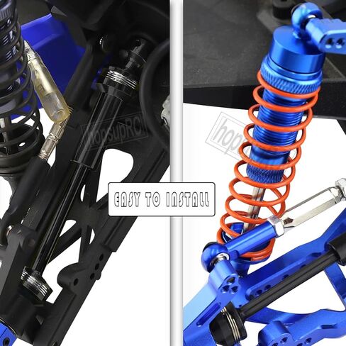 #45 Steel Drive Shaft CVD Upgrades Part for 1/10 Slash Rustler Stampede Hoss VXL 4X4 4WD,4PCS Alloy Full Metal Front Rear Shocks Absorber Damper, Front Rear Suspension A Arm,Navy Blue in Saudi Arabia