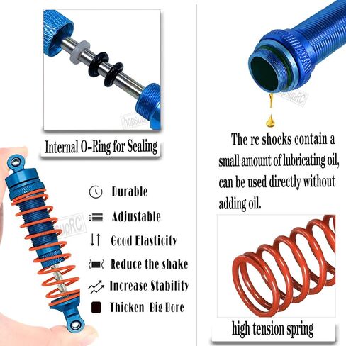 #45 Steel Drive Shaft CVD Upgrades Part for 1/10 Slash Rustler Stampede Hoss VXL 4X4 4WD,4PCS Alloy Full Metal Front Rear Shocks Absorber Damper, Front Rear Suspension A Arm,Navy Blue in Saudi Arabia