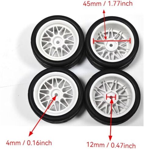 سيارة التحكم عن بعد بمقياس 1/10 إطارات سباق 12 مم محول سداسي HSP، Tamiya، Jingshang، WL Tools مقاس 1/10 إطارات سيارات سباق الطرق بجهاز التحكم عن بعد (أبيض) الإطارات ملتصقة. in Kuwait