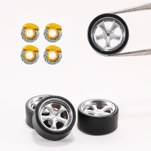 عجلات WAVEIST 1/64 مطبوعة ثلاثية الأبعاد مع قرص فرامل أحمر، ذهبي BBS RS2، لتعديل نموذج ثقافة السيارة، القطر 10.6 مم/0.42 بوصة. (PB-C6) in Kuwait