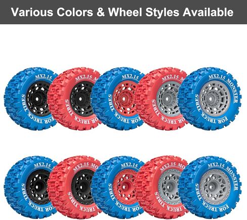 12mm Hex RC Wheel Tires Colored Rubber Tires for 1/16 Traxxas Mini Maxx 107154-1 Mini XRT VXL 108076-1 E-Revo Mini XRT MJX 16207 16210 16209 16208 HSP 94186 LOSI 1/18 Mini LMT Upgrade (4PCS) in Saudi Arabia