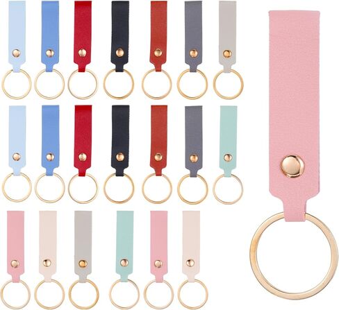 20Pcs PU Leather Keychain Blanks, Rectangular Leather Keychain Blanks with Keychain Rings, Key Fob Kit for DIY Engraving Key Chains Craft in Saudi Arabia