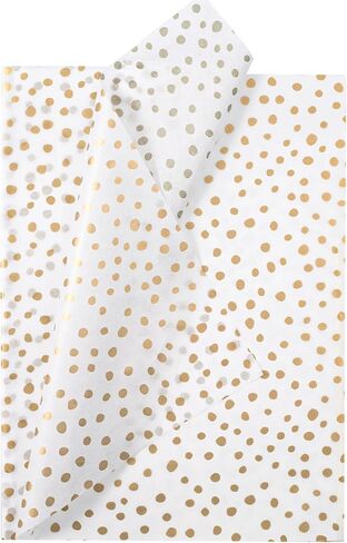 WRAPAHOLIC Polka Dots Wrapping Tissue Paper - 30 Sheets 14 x 20 Inch Gold Print Delicate Polka Dots Tissue Paper Bulk for Birthday, Christmas, Wedding, Baby Shower, Art Craft, Party Favor in Saudi Arabia