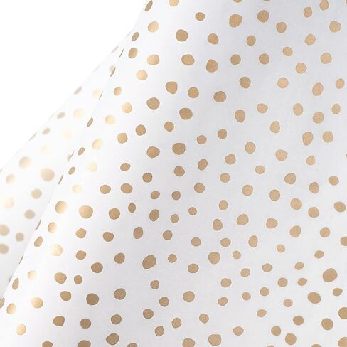 WRAPAHOLIC Polka Dots Wrapping Tissue Paper - 30 Sheets 14 x 20 Inch Gold Print Delicate Polka Dots Tissue Paper Bulk for Birthday, Christmas, Wedding, Baby Shower, Art Craft, Party Favor in Saudi Arabia