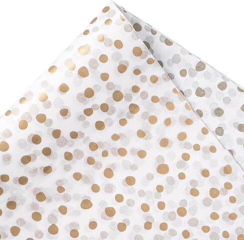 WRAPAHOLIC Polka Dots Wrapping Tissue Paper - 30 Sheets 14 x 20 Inch Gold Print Delicate Polka Dots Tissue Paper Bulk for Birthday, Christmas, Wedding, Baby Shower, Art Craft, Party Favor in Saudi Arabia
