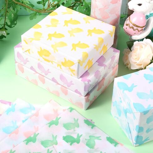120 Sheets Spring Pastel Rabbits Tissue Paper, 5 Colors Rabbit Patterns Wrapping Paper for Easter DIY Crafts Spring Birthday Baby Shower Party Supplies, 13.8 x 19.7 Inch in Saudi Arabia