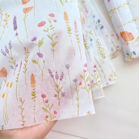 DNUZEWR 50 ورقة مناديل تغليف هدايا الزهور مقاس 20 × 14 بوصة مناديل ورقية زهرية لحقيبة الهدايا، والحرف الفنية، وحفلات الزفاف، وأعياد الميلاد، وديكور حمام الطفل in Kuwait