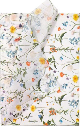 WRAPAHOLIC Floral Wrapping Tissue Paper - 30 Sheets 14 x 20 Inch Wildflower Tissue Paper Bulk for Girls Women Birthday, Wedding, Bridal Shower, Art Craft, Tea Party, Favor Decoration in Saudi Arabia